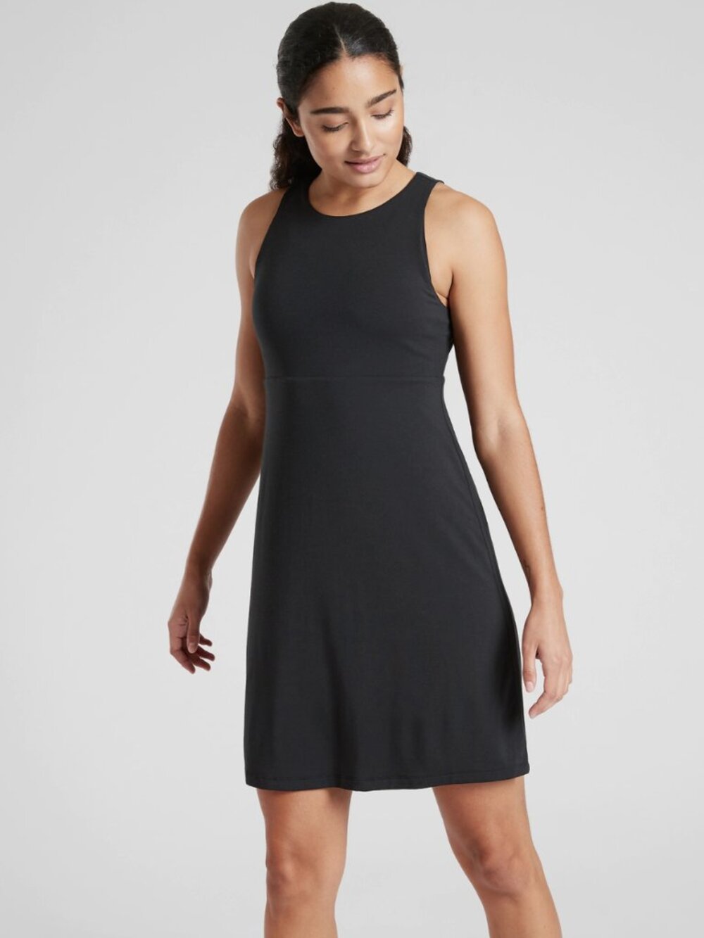 Athleta Reversible Santorini Dress Women's Sz MP Black Striped Knit Pullover NEW